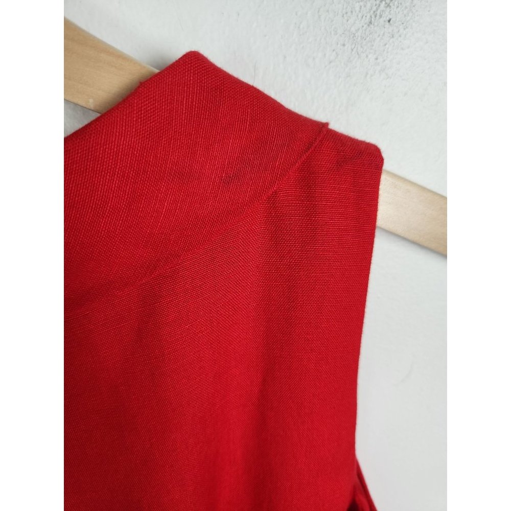 Marconi Women's Sz. 4 Red Linen Blend Sleeveless Sheath Midi Dress - Picture 7 of 8